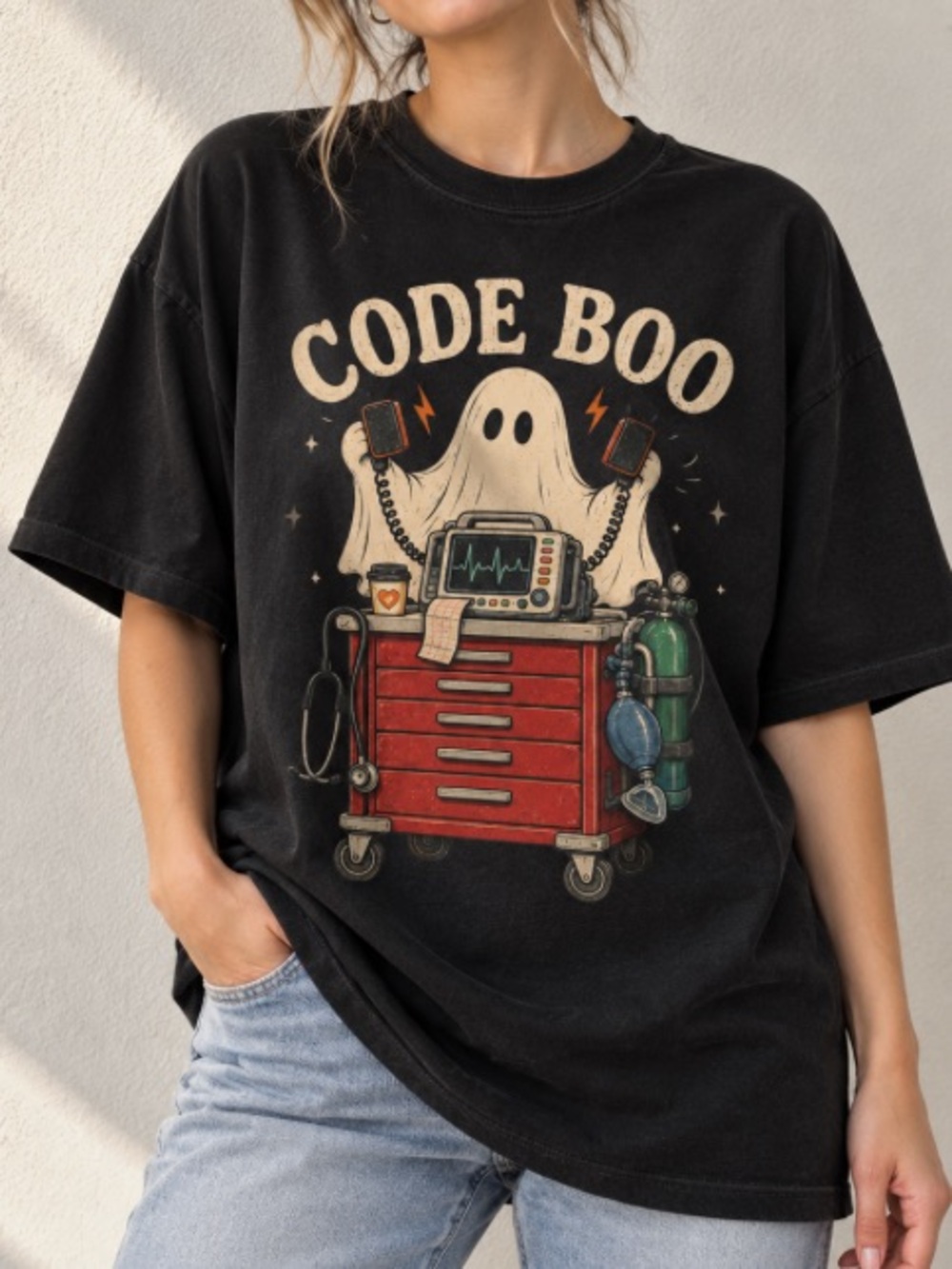 Funny Halloween Nurse Shirt, Code Bar Tee, ICU Nurse Halloween Shirt